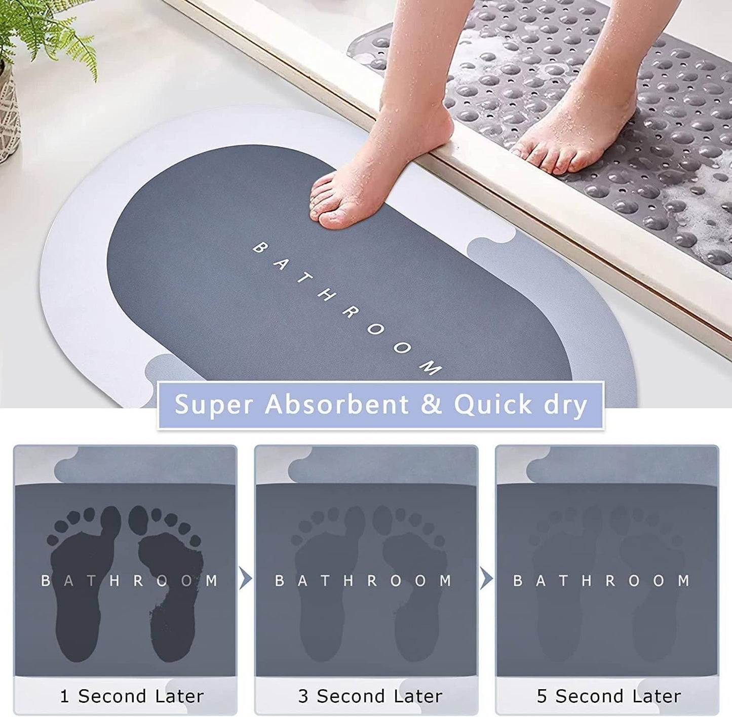 Super Absorbent Quick-Dry Doormat – Buy 1 Get 1 FREE | Anti-Slip, Ultra-Soft & Fast Drying (60×40 cm)